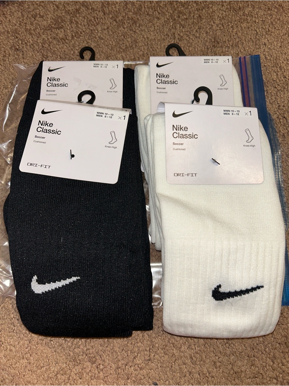 Classic Dri-FIT Crew Socks - Black & White -Nike